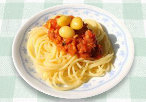 ぎんなんトマトソースパスタ